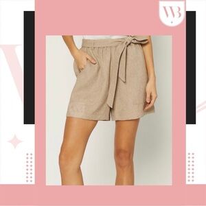 Almond Shorts W/Self Tie